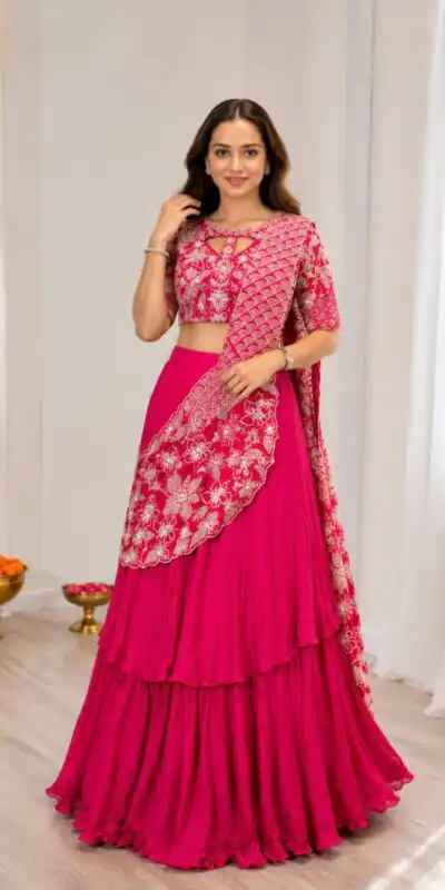 BB 75 Pink Color French Crape Saree with Embroidery Work. Wedding, Party, Festive, Online Best Price ₹2399. Delivery 4-6 Working Days. Shop now. | Creative Sarees, Bollywood Sarees, Designer Sarees, Embroidered Sarees, Ethnic Saree, Modern Digital sarees, Party Wear Sarees, Sarees