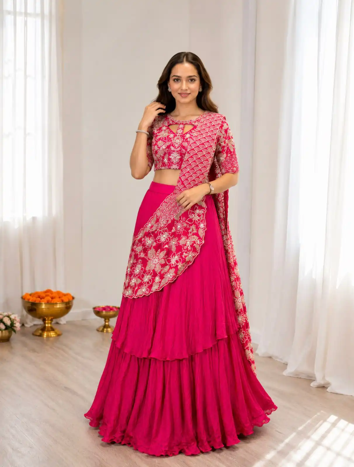 BB 75 Pink Color French Crape Saree with Embroidery Work. Wedding, Party, Festive, Online Best Price ₹2399. Delivery 4-6 Working Days. Shop now. | Creative Sarees, Bollywood Sarees, Designer Sarees, Embroidered Sarees, Ethnic Saree, Modern Digital sarees, Party Wear Sarees, Sarees