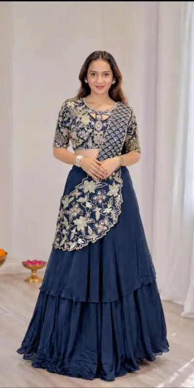BB 75 Nay Blue Color French Crape Saree with Embroidery Work. Wedding, Party, Festive, Online Best Price ₹2399. Delivery 4-6 Working Days. Shop now. | Creative Sarees, Bollywood Sarees, Designer Sarees, Embroidered Sarees, Ethnic Saree, Modern Digital sarees, Party Wear Sarees, Sarees