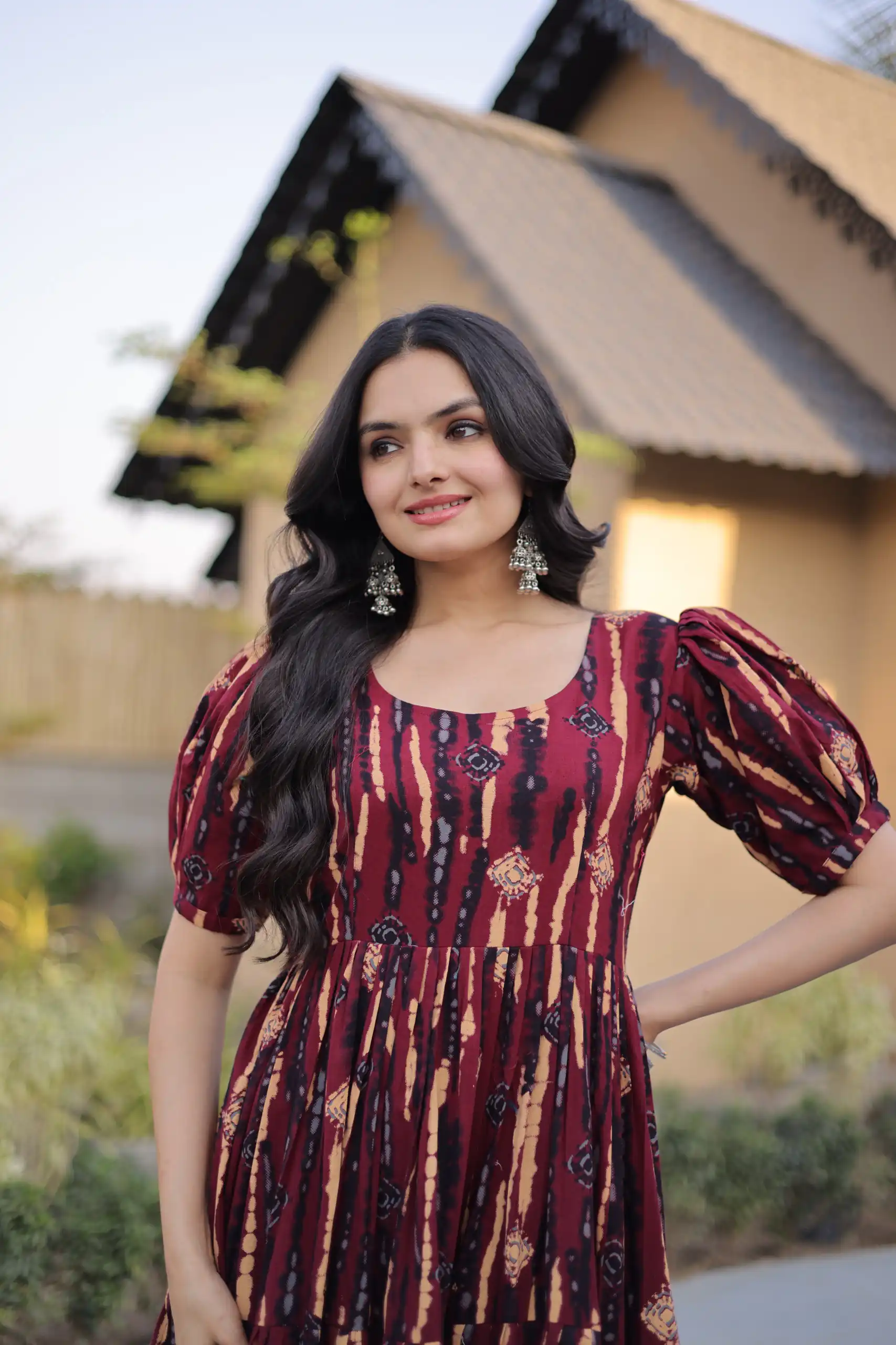 KA 1252 Maroon Cotton Kurti with Printed Work.Wedding, Party, Festive, Events, Exclusive Offer ₹1569. Delivery 4-6 Working Days. Shop now. | Bollywood Kurti, Creative Kurtis, Designer Kurti, Kurti, Party Wear Kurti, Selfie Kurti