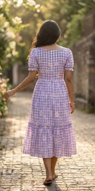 KA 1257 Purple Muslin Silk Gingham Printed Kurti with Designer Work. Special Price ₹1519. Delivery 4-6 Working Days. Shop now. | Bollywood Kurti, Creative Kurtis, Designer Kurti, Kurti, Party Wear Kurti, Selfie Kurti