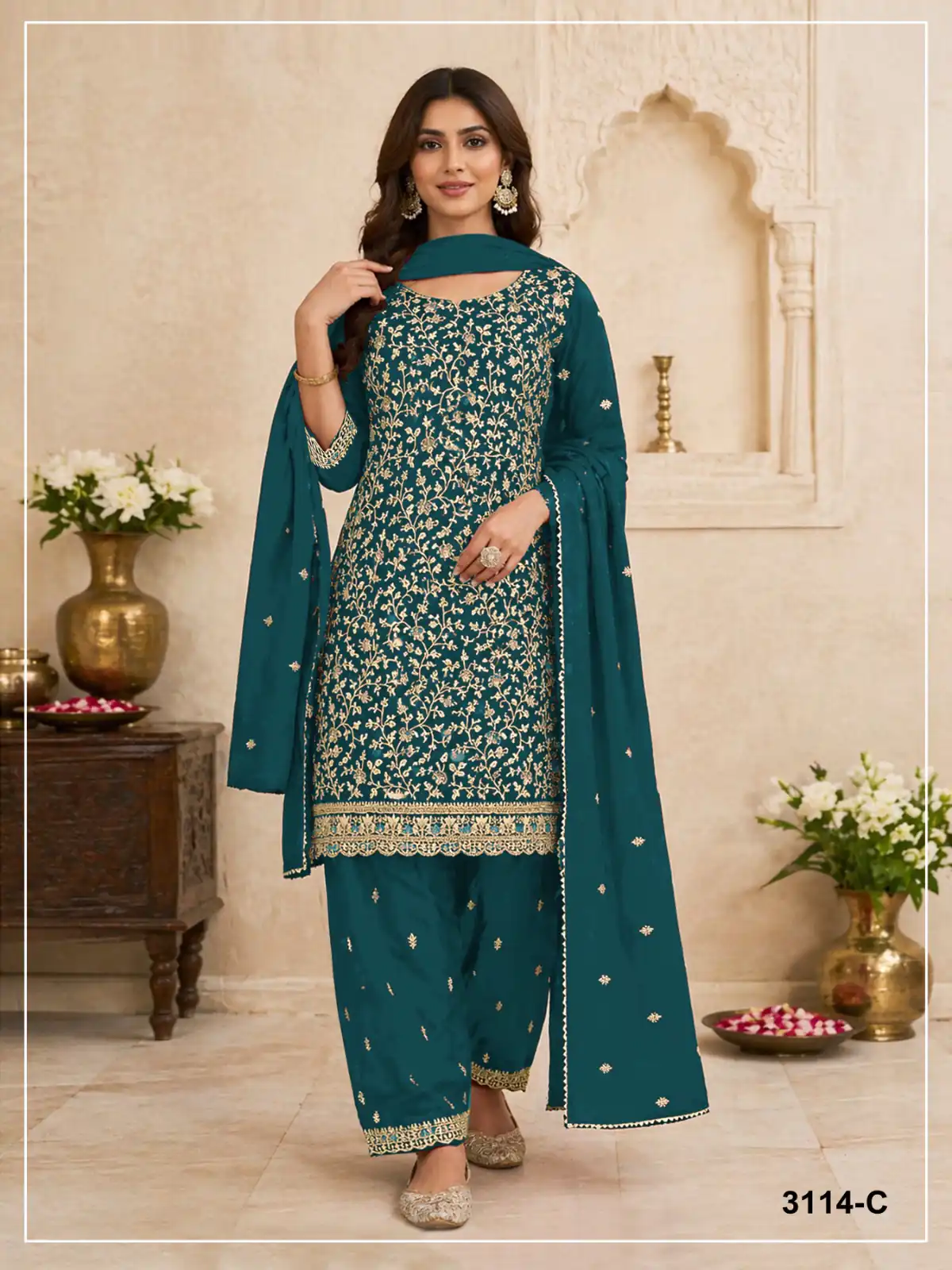 FC 3114 Blue Blooming Fox Georgette Salwar Suit with Embroidery Work. Exclusive Offer ₹2499. Delivery 4-6 Working Days. Shop now. | Casual Suits, Jump Suits, Creative suits, Designer Suits, Palazzo Suits, Party Wear Suits, Patiala Suits, Salwar suit, Straight Suits