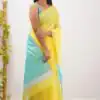 KP 6050 Pink Yellow Lilan Slab Saree Perfect for Wedding, Party, Lohri, Durga Puja, Pongal – . Get it for ₹1299. Delivery 4-6 Working Days. Shop now. | Creative Sarees, Bollywood Sarees, Designer Sarees, Embroidered Sarees, Ethnic Saree, Modern Digital sarees, Party Wear Sarees, Sarees