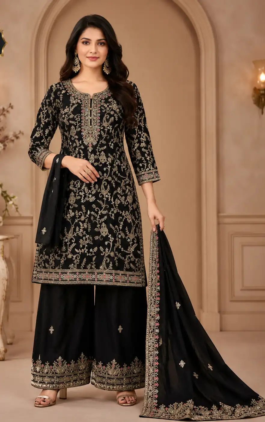 FC 1967 Black Chinon Embroidery Work Salwar Suit Wedding, Party, Festive, Events,, Reception,, Price ₹3049. Delivery 4-6 Working Days. Shop now. | Casual Suits, Jump Suits, Creative suits, Designer Suits, Palazzo Suits, Party Wear Suits, Patiala Suits, Salwar suit, Straight Suits
