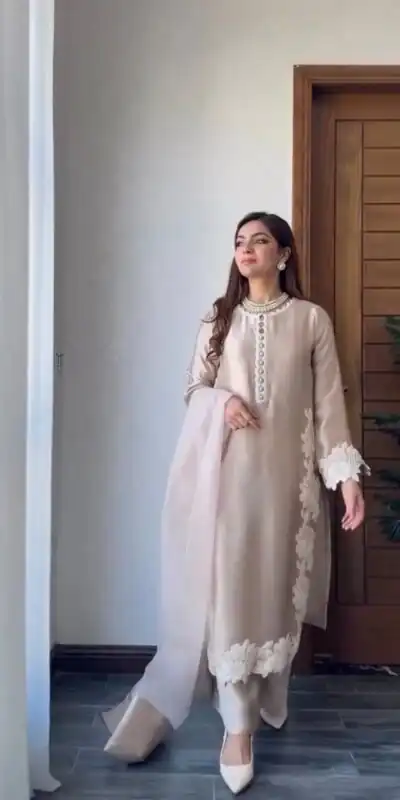 ST 213 Cream Color Natural Crep Salwar Suit with Embroidery Work. Wedding, Party, Festive, Best Price ₹1899. Delivery 4-6 Working Days. Shop now. | Casual Suits, Jump Suits, Creative suits, Designer Suits, Palazzo Suits, Party Wear Suits, Patiala Suits, Salwar suit, Straight Suits