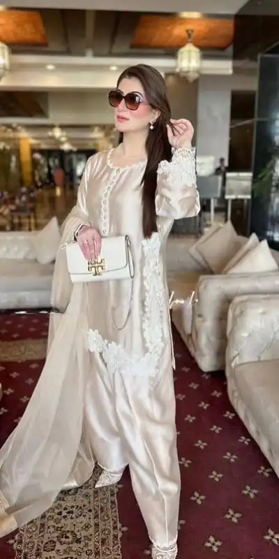 ST 213 Cream Color Natural Crep Salwar Suit with Embroidery Work. Wedding, Party, Festive, Best Price ₹1899. Delivery 4-6 Working Days. Shop now. | Casual Suits, Jump Suits, Creative suits, Designer Suits, Palazzo Suits, Party Wear Suits, Patiala Suits, Salwar suit, Straight Suits