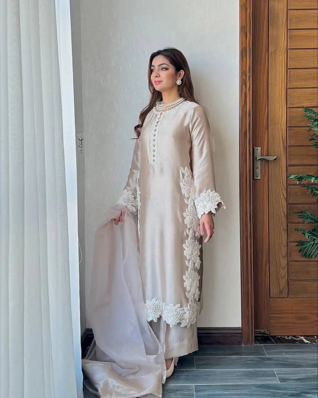 ST 213 Cream Color Natural Crep Salwar Suit with Embroidery Work. Wedding, Party, Festive, Best Price ₹1899. Delivery 4-6 Working Days. Shop now. | Casual Suits, Jump Suits, Creative suits, Designer Suits, Palazzo Suits, Party Wear Suits, Patiala Suits, Salwar suit, Straight Suits