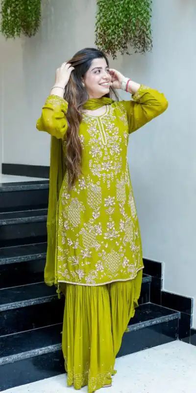JF 027 Green in Faux Georgette Mirror Embroidery Work Salwar Suit . Best Price ₹1949. Delivery 4-6 Working Days. Shop now. | Casual Suits, Jump Suits, Creative suits, Designer Suits, Palazzo Suits, Party Wear Suits, Patiala Suits, Salwar suit, Straight Suits