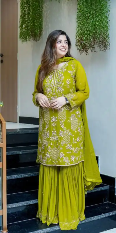 JF 027 Green in Faux Georgette Mirror Embroidery Work Salwar Suit . Best Price ₹1949. Delivery 4-6 Working Days. Shop now. | Casual Suits, Jump Suits, Creative suits, Designer Suits, Palazzo Suits, Party Wear Suits, Patiala Suits, Salwar suit, Straight Suits