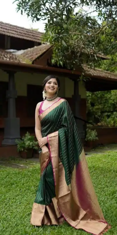 KPR 6047 Green in Soft Lichi Silk Jacquard Work Designer Work Saree . Exclusive Offer ₹1449. Delivery 4-6 Working Days. Shop now. | Creative Sarees, Bollywood Sarees, Designer Sarees, Embroidered Sarees, Ethnic Saree, Modern Digital sarees, Party Wear Sarees, Sarees