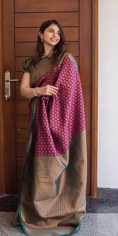 KPR 220 Maroon Soft Lichi Silk Saree Perfect for Wedding, Party, Reception, Diwali, Ethnic Day – . Affordable Price ₹1449. Delivery 4-6 Working Days. | Creative Sarees, Bollywood Sarees, Designer Sarees, Embroidered Sarees, Ethnic Saree, Modern Digital sarees, Party Wear Sarees, Sarees