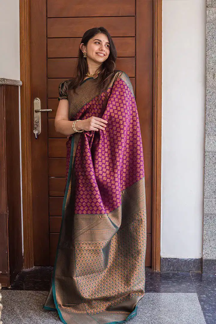 KPR 220 Maroon Soft Lichi Silk Saree Perfect for Wedding, Party, Reception, Diwali, Ethnic Day – . Affordable Price ₹1449. Delivery 4-6 Working Days. | Creative Sarees, Bollywood Sarees, Designer Sarees, Embroidered Sarees, Ethnic Saree, Modern Digital sarees, Party Wear Sarees, Sarees