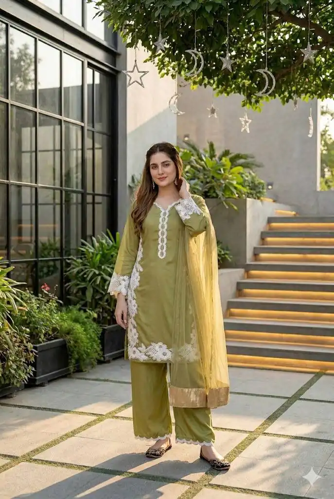 ST 213 Mehandi Color Natural Crep Salwar Suit with Embroidery Work. Wedding, Party, Festive, Best Price ₹1899. Delivery 4-6 Working Days. Shop now. | Casual Suits, Jump Suits, Creative suits, Designer Suits, Palazzo Suits, Party Wear Suits, Patiala Suits, Salwar suit, Straight Suits