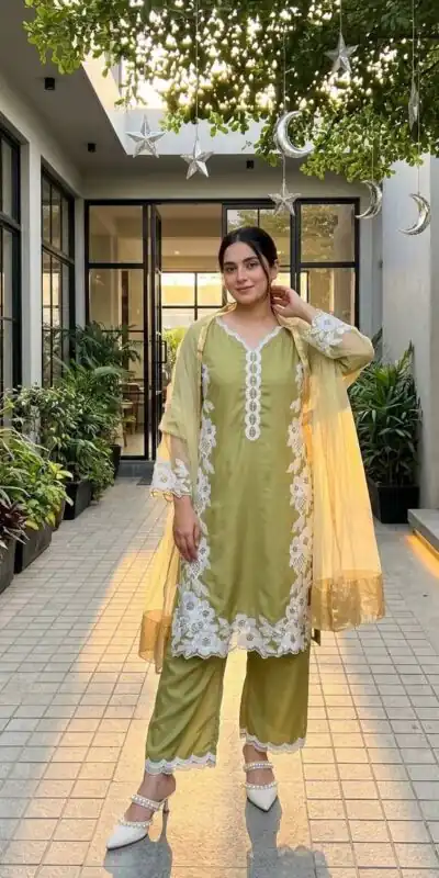 ST 213 Mehandi Color Natural Crep Salwar Suit with Embroidery Work. Wedding, Party, Festive, Best Price ₹1899. Delivery 4-6 Working Days. Shop now. | Casual Suits, Jump Suits, Creative suits, Designer Suits, Palazzo Suits, Party Wear Suits, Patiala Suits, Salwar suit, Straight Suits