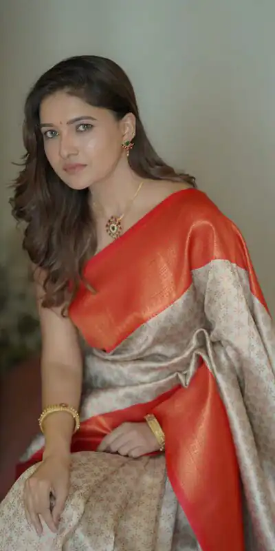 KPR 220 Off White Soft Lichi Silk Saree Perfect for Wedding, Party, Reception, Diwali, Ethnic Day – . Affordable Price ₹1449. Delivery 4-6 Working Days. | Creative Sarees, Bollywood Sarees, Designer Sarees, Embroidered Sarees, Ethnic Saree, Modern Digital sarees, Party Wear Sarees, Sarees