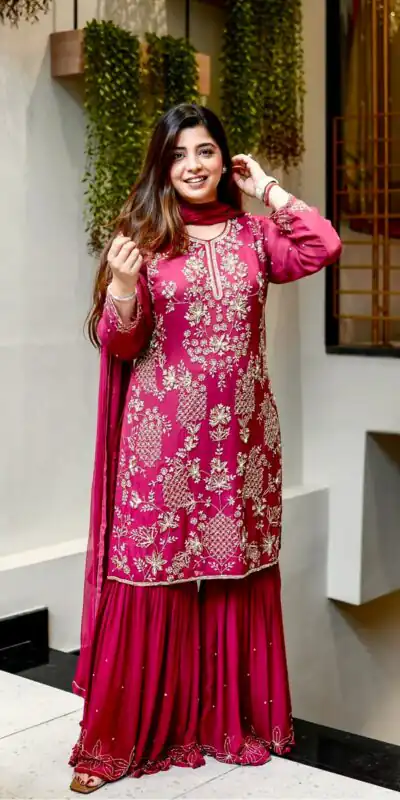 JF 027 Pink in Faux Georgette Mirror Embroidery Work Salwar Suit . Best Price ₹1949. Delivery 4-6 Working Days. Shop now. | Casual Suits, Jump Suits, Creative suits, Designer Suits, Palazzo Suits, Party Wear Suits, Patiala Suits, Salwar suit, Straight Suits