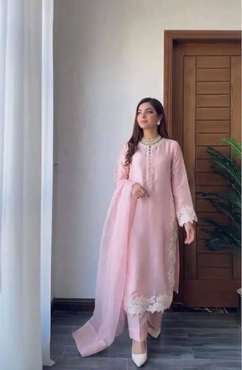 ST 213 Pink Color Natural Crep Salwar Suit with Embroidery Work. Wedding, Party, Festive, Best Price ₹1899. Delivery 4-6 Working Days. Shop now. | Casual Suits, Jump Suits, Creative suits, Designer Suits, Palazzo Suits, Party Wear Suits, Patiala Suits, Salwar suit, Straight Suits
