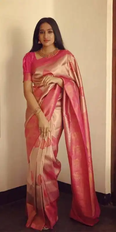 KP 5025 Pink in Soft Lichi Silk Jacquard Work Designer Work Saree . Exclusive Offer ₹1449. Delivery 4-6 Working Days. Shop now. | Creative Sarees, Bollywood Sarees, Designer Sarees, Embroidered Sarees, Ethnic Saree, Modern Digital sarees, Party Wear Sarees, Sarees
