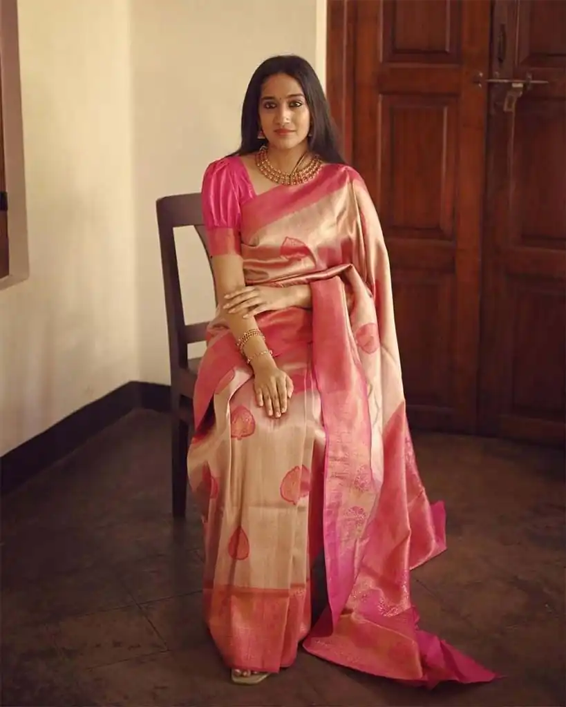 KP 5025 Pink in Soft Lichi Silk Jacquard Work Designer Work Saree . Exclusive Offer ₹1449. Delivery 4-6 Working Days. Shop now. | Creative Sarees, Bollywood Sarees, Designer Sarees, Embroidered Sarees, Ethnic Saree, Modern Digital sarees, Party Wear Sarees, Sarees
