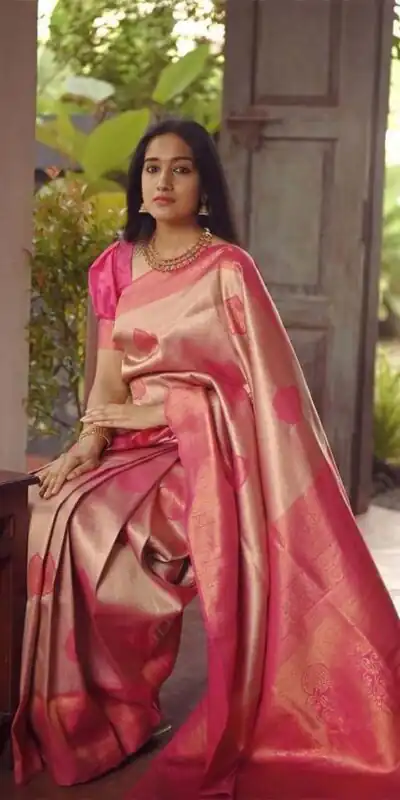 KP 5025 Pink in Soft Lichi Silk Jacquard Work Designer Work Saree . Exclusive Offer ₹1449. Delivery 4-6 Working Days. Shop now. | Creative Sarees, Bollywood Sarees, Designer Sarees, Embroidered Sarees, Ethnic Saree, Modern Digital sarees, Party Wear Sarees, Sarees