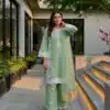 ST 213 Pista Color Natural Crep Salwar Suit with Embroidery Work. Wedding, Party, Festive, Best Price ₹1899. Delivery 4-6 Working Days. Shop now. | Casual Suits, Jump Suits, Creative suits, Designer Suits, Palazzo Suits, Party Wear Suits, Patiala Suits, Salwar suit, Straight Suits