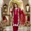 ST 213 Red Color Natural Crep Salwar Suit with Embroidery Work. Wedding, Party, Festive, Best Price ₹1899. Delivery 4-6 Working Days. Shop now. | Casual Suits, Jump Suits, Creative suits, Designer Suits, Palazzo Suits, Party Wear Suits, Patiala Suits, Salwar suit, Straight Suits