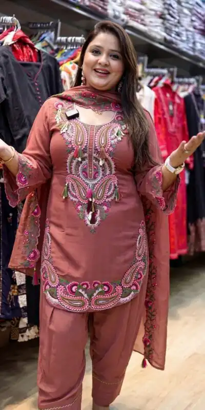 SRK 5348 Rust Color Georgette Mirror Embroidery Work Salwar Suit . Best Price ₹2399. Delivery 4-6 Working Days. Shop now. | Casual Suits, Jump Suits, Creative suits, Designer Suits, Palazzo Suits, Party Wear Suits, Patiala Suits, Salwar suit, Straight Suits