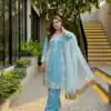 ST 213 Sky Blue Color Natural Crep Salwar Suit with Embroidery Work. Wedding, Party, Festive, Best Price ₹1899. Delivery 4-6 Working Days. Shop now. | Casual Suits, Jump Suits, Creative suits, Designer Suits, Palazzo Suits, Party Wear Suits, Patiala Suits, Salwar suit, Straight Suits