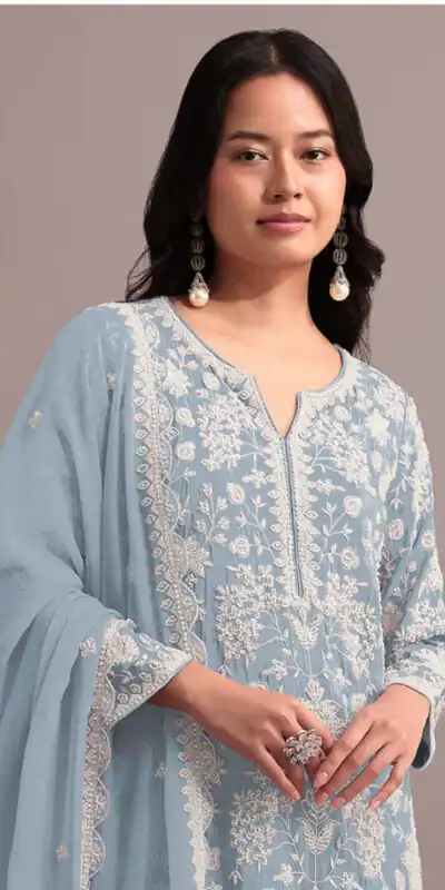FC 703 Blue in Georgette Embroidery Work & Lace Work Salwar Suit . Festive Deal ₹2549. Delivery 4-6 Working Days. Shop now. | Casual Suits, Jump Suits, Creative suits, Designer Suits, Palazzo Suits, Party Wear Suits, Patiala Suits, Salwar suit, Straight Suits