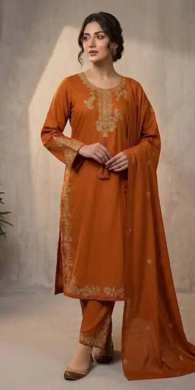 BE 473 Orange Color Roman Silk Salwar Suit with Embroidery Work. Available at ₹1999 only. Delivery 4-6 Working Days. Shop now. | Casual Suits, Jump Suits, Creative suits, Designer Suits, Palazzo Suits, Party Wear Suits, Patiala Suits, Salwar suit, Straight Suits