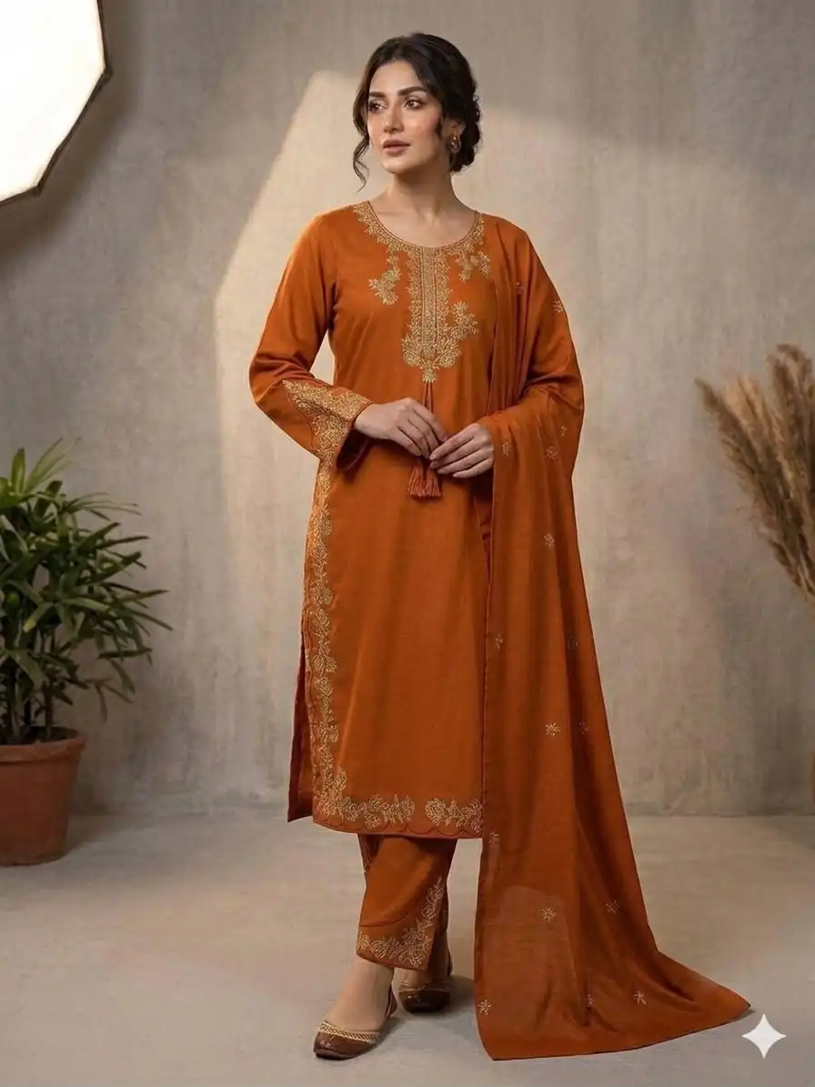BE 473 Orange Color Roman Silk Salwar Suit with Embroidery Work. Available at ₹1999 only. Delivery 4-6 Working Days. Shop now. | Casual Suits, Jump Suits, Creative suits, Designer Suits, Palazzo Suits, Party Wear Suits, Patiala Suits, Salwar suit, Straight Suits