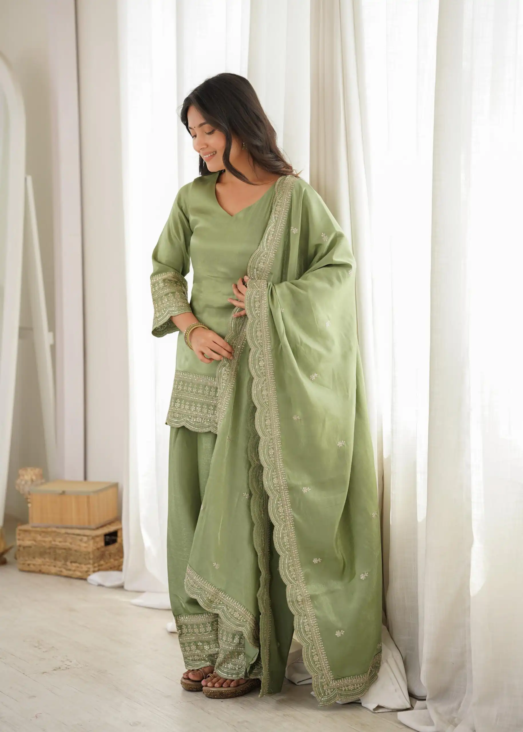 KB 304 Pista Color Roman Silk Salwar Suit with Embroidery Work. Available at ₹1999 only. Delivery 4-6 Working Days. Shop now. | Casual Suits, Jump Suits, Creative suits, Designer Suits, Palazzo Suits, Party Wear Suits, Patiala Suits, Salwar suit, Straight Suits
