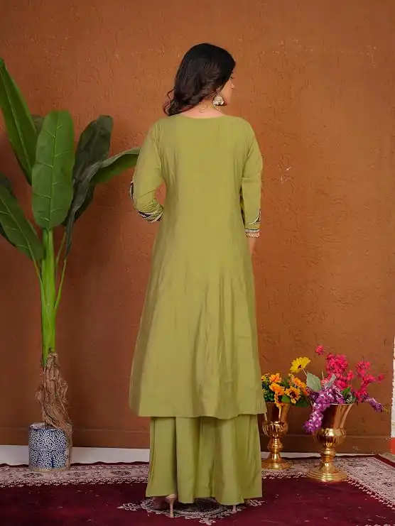 DIVA 152 Pista Color Roman Silk Salwar Suit with Embroidery Work. Available at ₹2399 only. Delivery 4-6 Working Days. Shop now. | Casual Suits, Jump Suits, Creative suits, Designer Suits, Palazzo Suits, Party Wear Suits, Patiala Suits, Salwar suit, Straight Suits