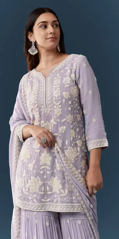 FC 727 Lavender Chiffon Georgette Salwar Suit. Perfect for Wedding, Party, Baby Shower, Pooja, Temple Visit – Grab it for ₹2599. Delivery 4-6 Work | Casual Suits, Jump Suits, Creative suits, Designer Suits, Palazzo Suits, Party Wear Suits, Patiala Suits, Salwar suit, Straight Suits