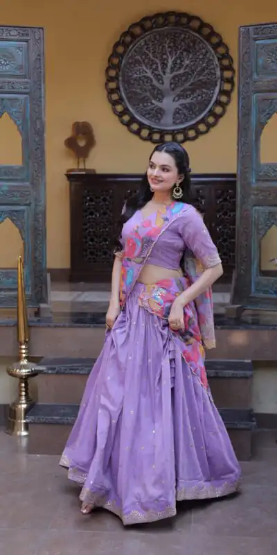 KA 5069 Lavender Cosmos Silk Lehenga Choli with Zari & Embroidery Work. Introductory Price ₹2499. Delivery 4-6 Working Days. Shop now. | Bollywood Lehenga, Creative Lehenga, Designer Lehenga, Embroidered Lehenga, Lehenga, Party Wear Lehenga