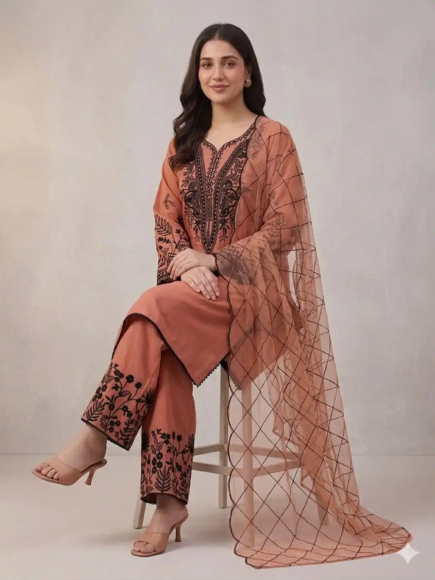 LG 2101 Rust Color Mal Cotton Embroidery Work Salwar Suit . Wedding, Party, Festive, Events, Get it for ₹2099. Delivery 4-6 Working Days. Shop now. | Casual Suits, Jump Suits, Creative suits, Designer Suits, Palazzo Suits, Party Wear Suits, Patiala Suits, Salwar suit, Straight Suits