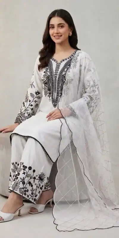 LG 2101 White Color Mal Cotton Embroidery Work Salwar Suit . Wedding, Party, Festive, Events, Get it for ₹2099. Delivery 4-6 Working Days. Shop now. | Casual Suits, Jump Suits, Creative suits, Designer Suits, Palazzo Suits, Party Wear Suits, Patiala Suits, Salwar suit, Straight Suits