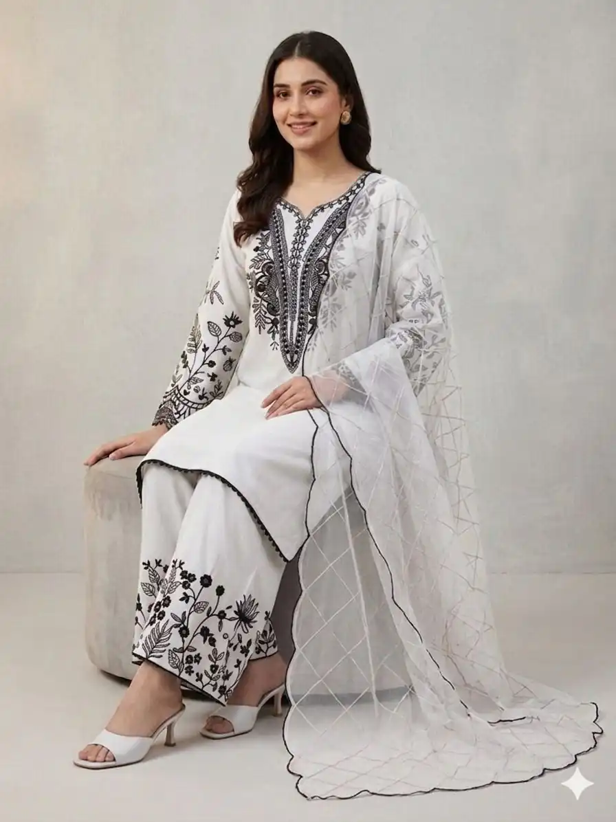 LG 2101 White Color Mal Cotton Embroidery Work Salwar Suit . Wedding, Party, Festive, Events, Get it for ₹2099. Delivery 4-6 Working Days. Shop now. | Casual Suits, Jump Suits, Creative suits, Designer Suits, Palazzo Suits, Party Wear Suits, Patiala Suits, Salwar suit, Straight Suits