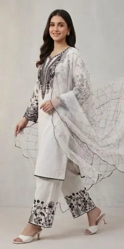 LG 2101 White Color Mal Cotton Embroidery Work Salwar Suit . Wedding, Party, Festive, Events, Get it for ₹2099. Delivery 4-6 Working Days. Shop now. | Casual Suits, Jump Suits, Creative suits, Designer Suits, Palazzo Suits, Party Wear Suits, Patiala Suits, Salwar suit, Straight Suits