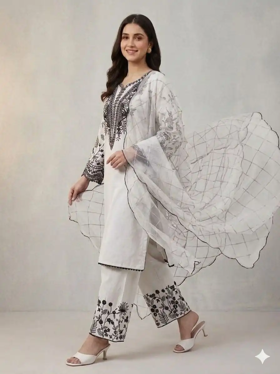 LG 2101 White Color Mal Cotton Embroidery Work Salwar Suit . Wedding, Party, Festive, Events, Get it for ₹2099. Delivery 4-6 Working Days. Shop now. | Casual Suits, Jump Suits, Creative suits, Designer Suits, Palazzo Suits, Party Wear Suits, Patiala Suits, Salwar suit, Straight Suits
