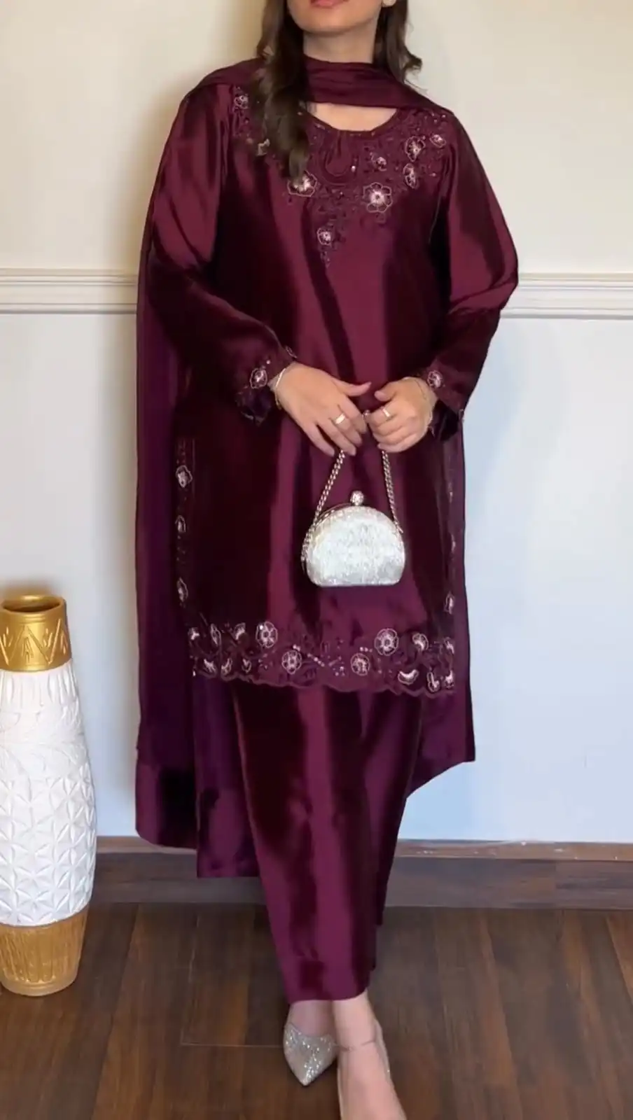 KD 1623 Wine American Silk Salwar Suit Perfect for Wedding, Party, Onam, Family Gatherings, Baisakhi – . Affordable Price ₹1999. Delivery 4-6 Working Days | Casual Suits, Jump Suits, Creative suits, Designer Suits, Palazzo Suits, Party Wear Suits, Patiala Suits, Salwar suit, Straight Suits