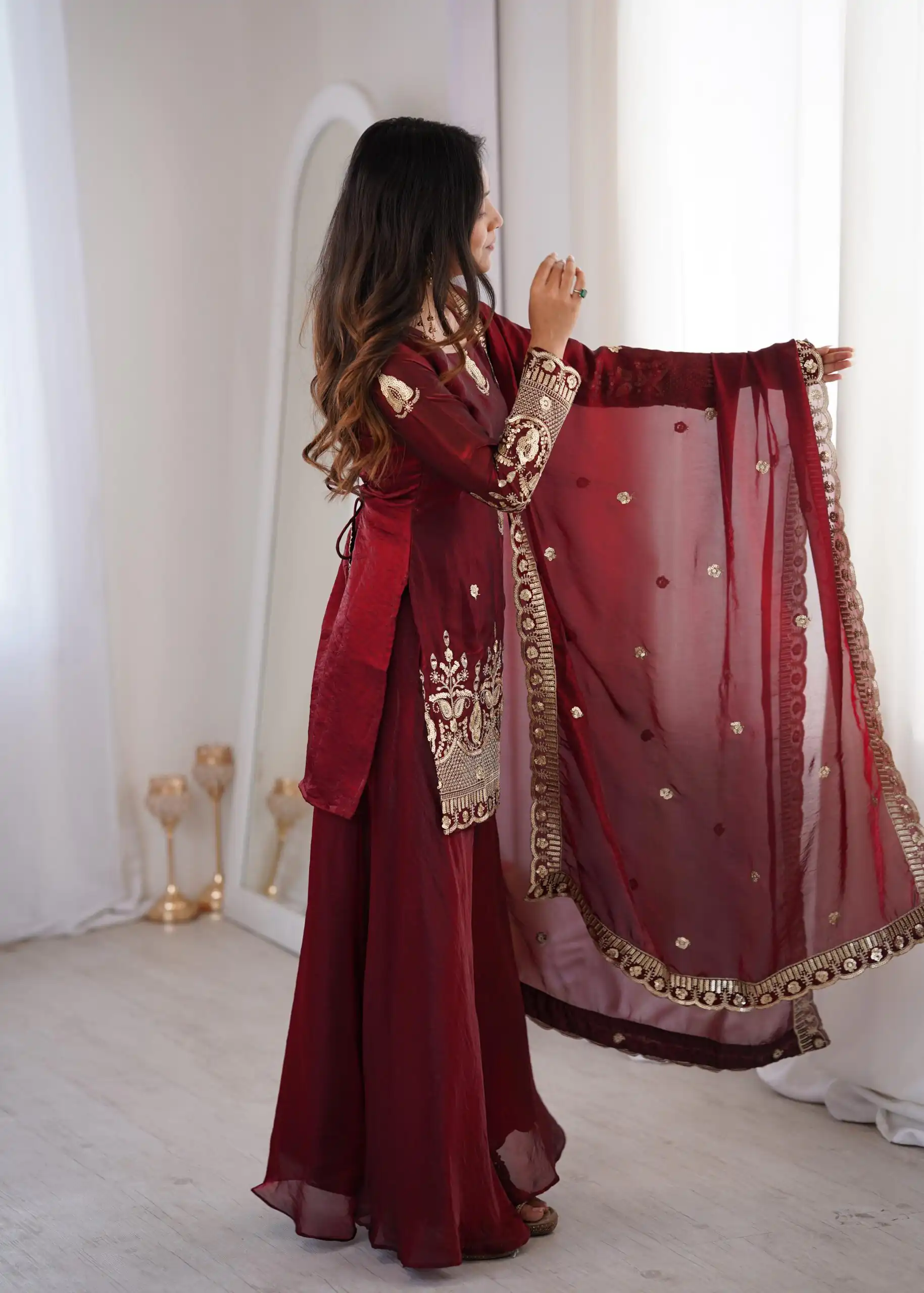 ZSR 3168 Maroon Color Fendy Silk With Embroidery Work Salwar Suit. Get it for ₹2149. Delivery 4-6 Working Days. Online Shop now. | Casual Suits, Jump Suits, Creative suits, Designer Suits, Palazzo Suits, Party Wear Suits, Patiala Suits, Salwar suit, Straight Suits