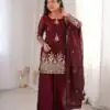 ZSR 3168 Maroon Color Fendy Silk With Embroidery Work Salwar Suit. Get it for ₹2149. Delivery 4-6 Working Days. Online Shop now. | Casual Suits, Jump Suits, Creative suits, Designer Suits, Palazzo Suits, Party Wear Suits, Patiala Suits, Salwar suit, Straight Suits