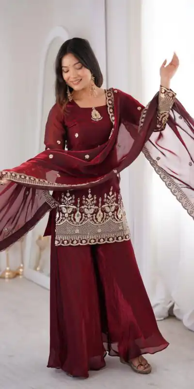 ZSR 3168 Maroon Color Fendy Silk With Embroidery Work Salwar Suit. Get it for ₹2149. Delivery 4-6 Working Days. Online Shop now. | Casual Suits, Jump Suits, Creative suits, Designer Suits, Palazzo Suits, Party Wear Suits, Patiala Suits, Salwar suit, Straight Suits