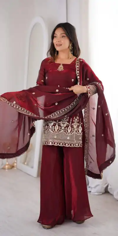 ZSR 3168 Maroon Color Fendy Silk With Embroidery Work Salwar Suit. Get it for ₹2149. Delivery 4-6 Working Days. Online Shop now. | Casual Suits, Jump Suits, Creative suits, Designer Suits, Palazzo Suits, Party Wear Suits, Patiala Suits, Salwar suit, Straight Suits
