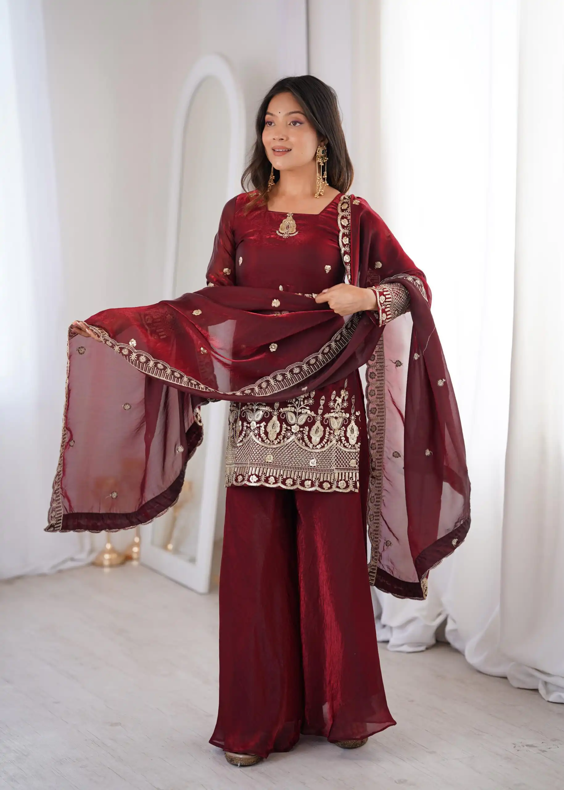 ZSR 3168 Maroon Color Fendy Silk With Embroidery Work Salwar Suit. Get it for ₹2149. Delivery 4-6 Working Days. Online Shop now. | Casual Suits, Jump Suits, Creative suits, Designer Suits, Palazzo Suits, Party Wear Suits, Patiala Suits, Salwar suit, Straight Suits
