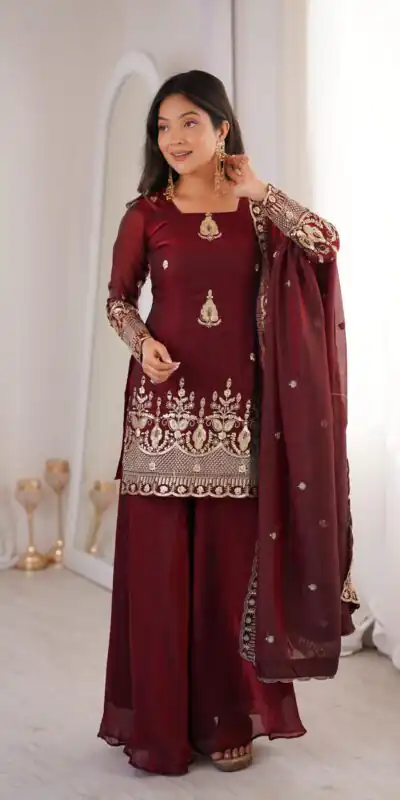 ZSR 3168 Maroon Color Fendy Silk With Embroidery Work Salwar Suit. Get it for ₹2149. Delivery 4-6 Working Days. Online Shop now. | Casual Suits, Jump Suits, Creative suits, Designer Suits, Palazzo Suits, Party Wear Suits, Patiala Suits, Salwar suit, Straight Suits