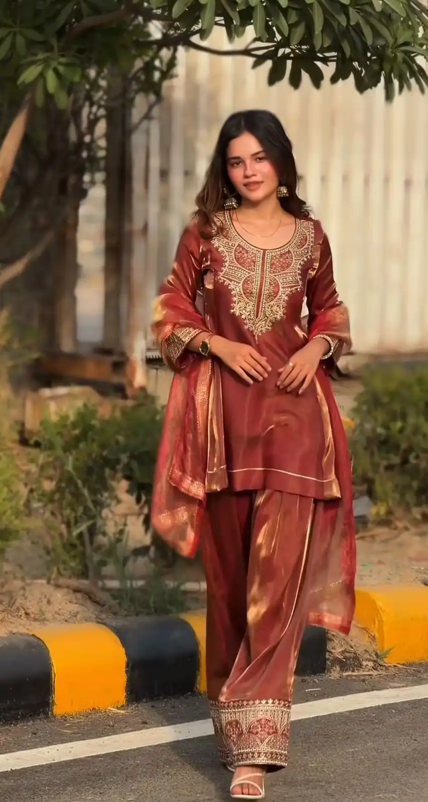 NF 1285 Rust Fandy Silk Salwar Suit with Lace Work & Embroidery Work. Introductory Price ₹2149. Delivery 4-6 Working Days. Shop now. | Casual Suits, Jump Suits, Creative suits, Designer Suits, Palazzo Suits, Party Wear Suits, Patiala Suits, Salwar suit, Straight Suits