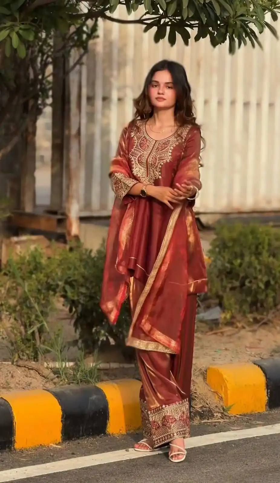 NF 1285 Rust Fandy Silk Salwar Suit with Lace Work & Embroidery Work. Introductory Price ₹2149. Delivery 4-6 Working Days. Shop now. | Casual Suits, Jump Suits, Creative suits, Designer Suits, Palazzo Suits, Party Wear Suits, Patiala Suits, Salwar suit, Straight Suits