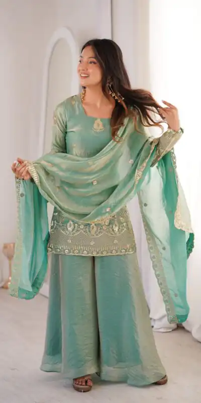 ZSR 3168 Sea Green Color Fendy Silk With Embroidery Work Salwar Suit. Get it for ₹2149. Delivery 4-6 Working Days. Online Shop now. | Casual Suits, Jump Suits, Creative suits, Designer Suits, Palazzo Suits, Party Wear Suits, Patiala Suits, Salwar suit, Straight Suits